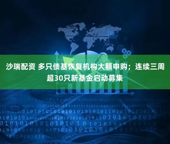 沙瑞配资 多只债基恢复机构大额申购；连续三周超30只新基金启动募集